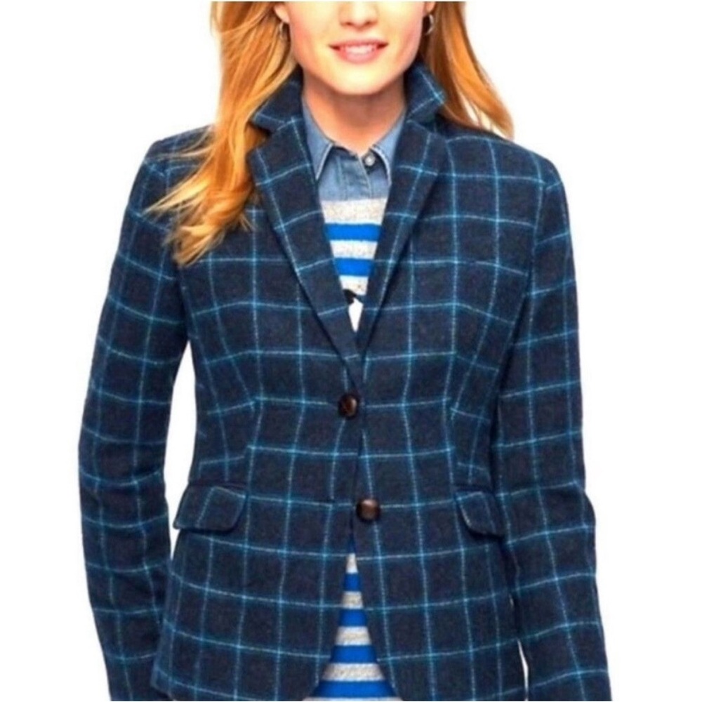 Wool Blend Blue Plaid Jacket with Duck Print Lining